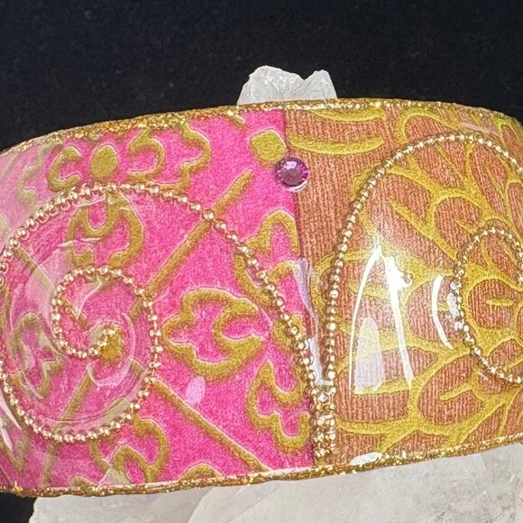 Iris Design Wide Artisan Bangle Mauve & Pink - Picture 2 of 5